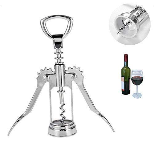 Lexazo 2 in 1 Stainless Steel Waiter Metal Wine Corkscrew Bottle Beer Cap Opener for Restaurants Bar Home Silver - Image 5