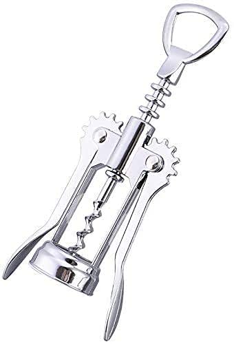 Lexazo 2 in 1 Stainless Steel Waiter Metal Wine Corkscrew Bottle Beer Cap Opener for Restaurants Bar Home Silver - Image 2