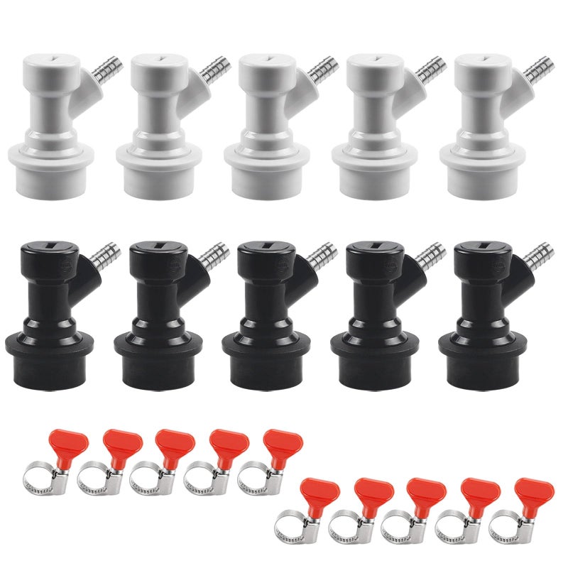 Ball Lock Cornelius Keg Disconnect LUCKEG Brand Corny Keg Quick Disconnect Corny Keg Post Keg Fittings Include Ball Lock Gas and liquid Disconnect 14 Barb for Homebrew with Worm Clamps 5pairs