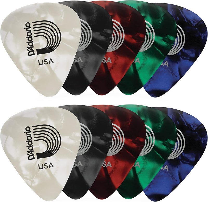 D'Addario بيك الجيتار من د'أداريو - مجموعة مختارة من اللؤلؤ الصناعي - 10 قطع، قياس متوسط - Image 1