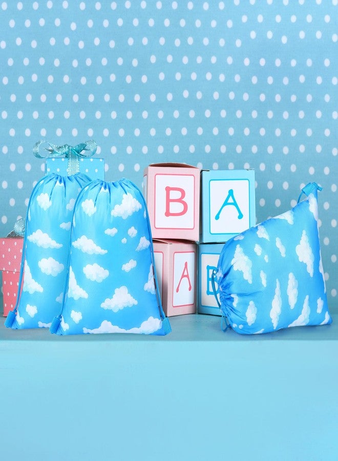 Capoda 16 Pcs Blue Sky White Clouds Drawstring Backpack Bag Blue Clouds Goodie Treat Gift Bags Gift Wrapping Cartoon Story Draw String Bag for Birthday Baby Shower Party Favors Supplies 11.81 x 9.84in - Image 5