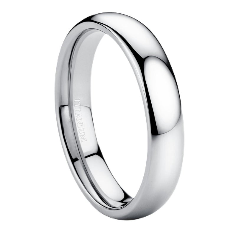 Jstyle 4mm Titanium Wedding Band Rings for Men Women Silver Plated Domed High Polish Stackable Rings Engagement Statement Promise Wedding Band Ring Comfort Fit 10 Not Tarnished - Image 1