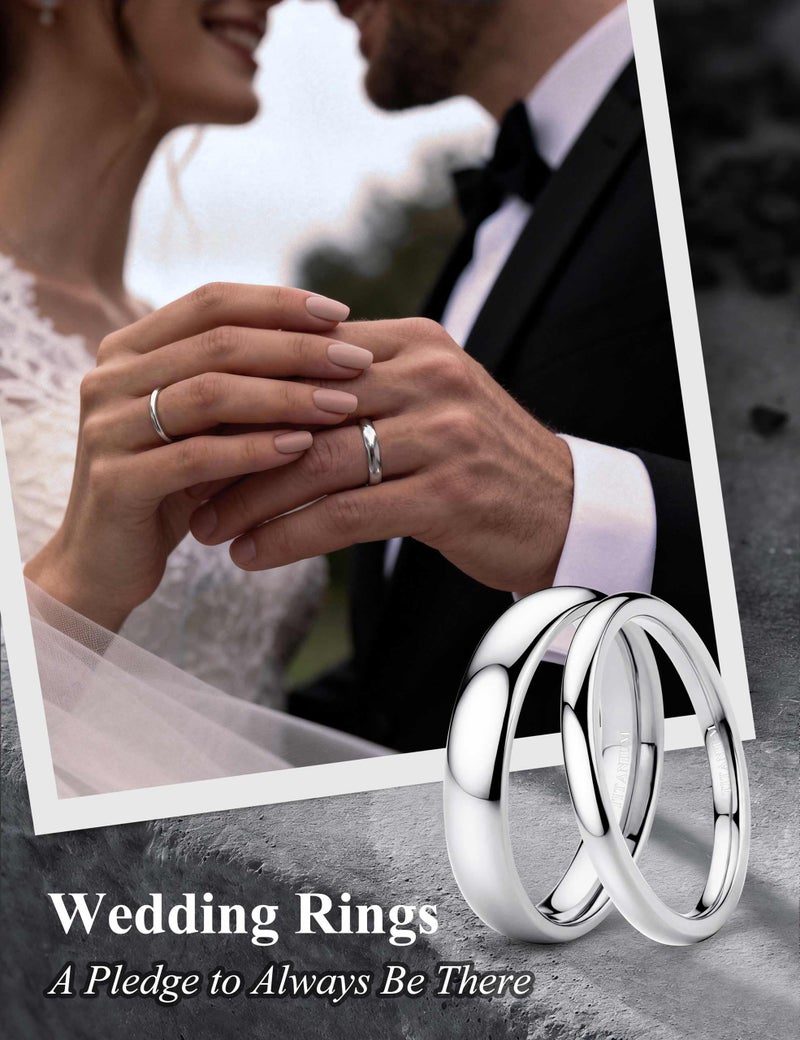 Jstyle 4mm Titanium Wedding Band Rings for Men Women Silver Plated Domed High Polish Stackable Rings Engagement Statement Promise Wedding Band Ring Comfort Fit 10 Not Tarnished - Image 5