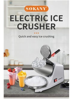 sokany Electric Ice Crusher Machine Electric Shaved Ice Machine Smoothie Machine for Home and Commercial Use 300W SK-777 Silver  - Image 4