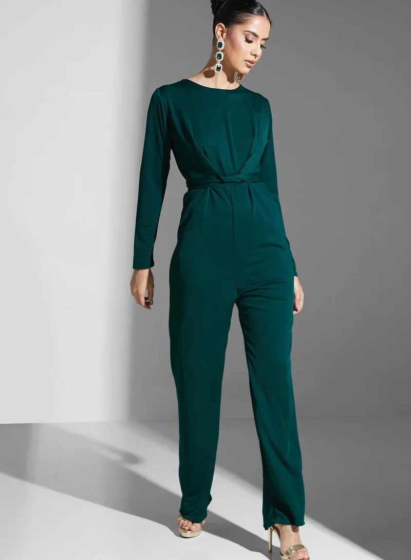 Golden Apple Belted Wide Leg Jumpsuit