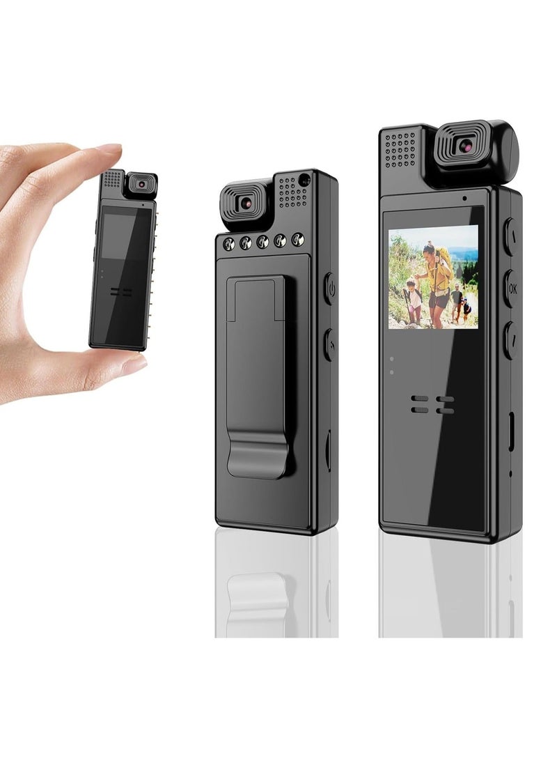 Captaintech Mini Body Camera 1080P Portable Small Body Worn Cam Wearable Pocket Video Recorder with 180° Rotatable Lens, 1.3" LCD, Night Vision for Security Guard, Law Enforcement - Image 1