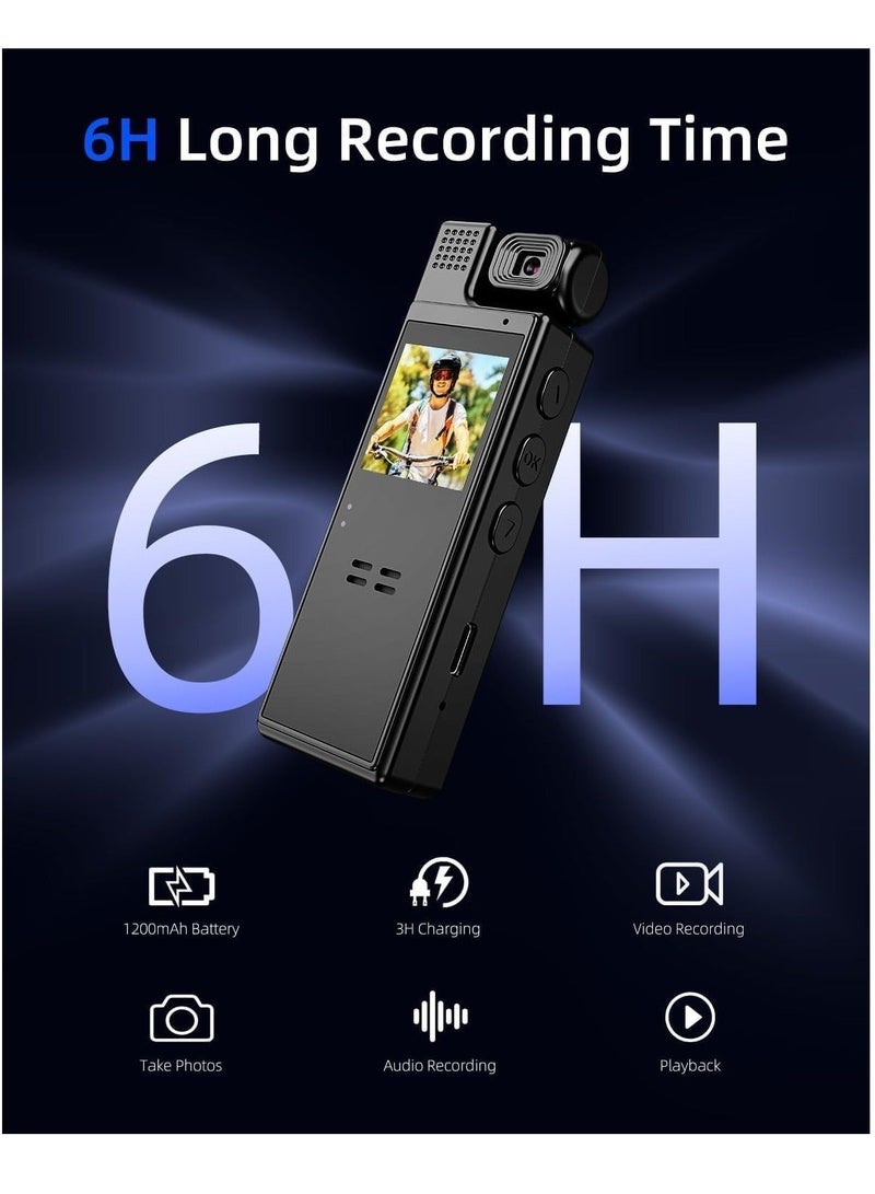 Captaintech Mini Body Camera 1080P Portable Small Body Worn Cam Wearable Pocket Video Recorder with 180° Rotatable Lens, 1.3" LCD, Night Vision for Security Guard, Law Enforcement - Image 3