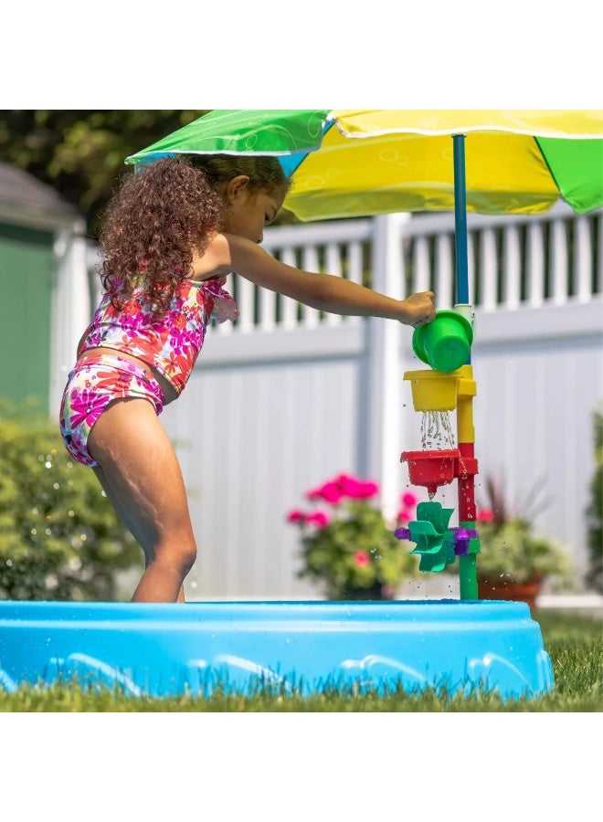 ستيب2 مسبح اللعب والظل من ستيب 2، مسبح مائي خارجي سعة 45 لترًا مع مقعدين مصبوبين، يتضمن كوب قمع ومظلة وملحقات عجلة مائية، مسبح للأطفال في الحديقة الخلفية مناسب للأولاد والبنات من سن سنتين فما فوق - Image 2