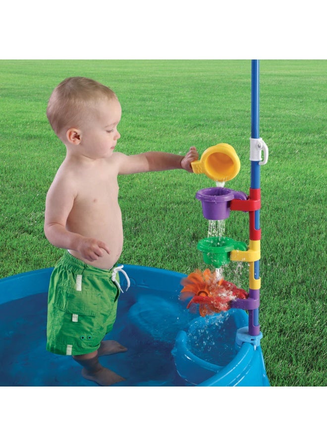 ستيب2 مسبح اللعب والظل من ستيب 2، مسبح مائي خارجي سعة 45 لترًا مع مقعدين مصبوبين، يتضمن كوب قمع ومظلة وملحقات عجلة مائية، مسبح للأطفال في الحديقة الخلفية مناسب للأولاد والبنات من سن سنتين فما فوق - Image 4