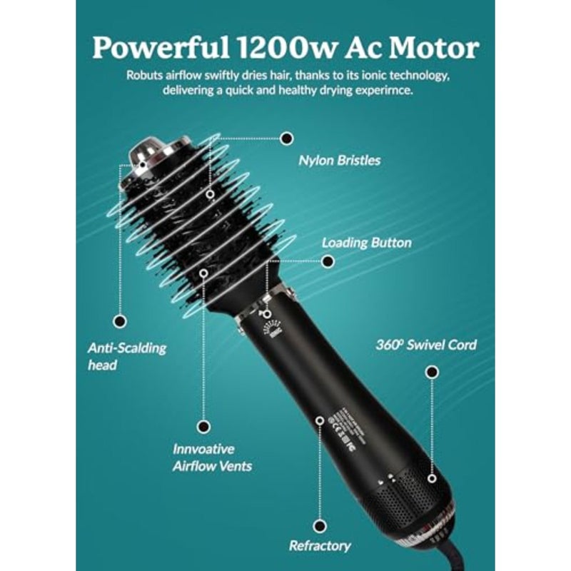 Multistyler 4 in 1 hot Air Brush Styler - Hair Dryer with 110, 000 RPM 1200 Watts Powerful AC Motor Ionic Hot Air Volumizing - Image 4