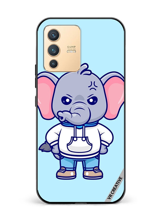VR CREATIVE Protective Case Cover For Vivo V23 5G Cute Angry Elephant Wearing Hoodie Design Multicolour - Image 1