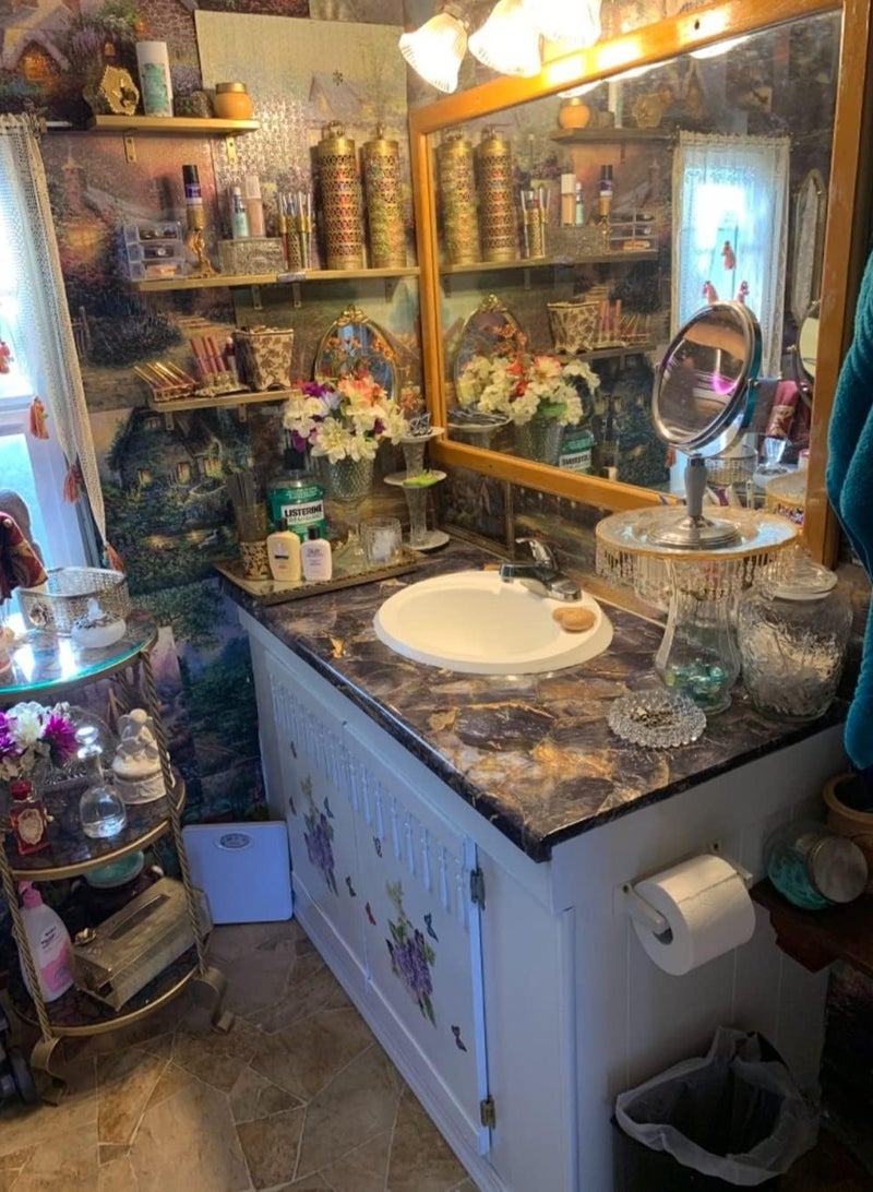 KASTWAVE Furniture Stickers Marble Sticky Back Plastic Dark Blue Stone Self Adhesive Wallpaper Granite Effect Furniture Sticker DIY Peel and Stick 40cm X 3m Vinyl Film Home Decal Kitchen Countertop Decor - Image 2