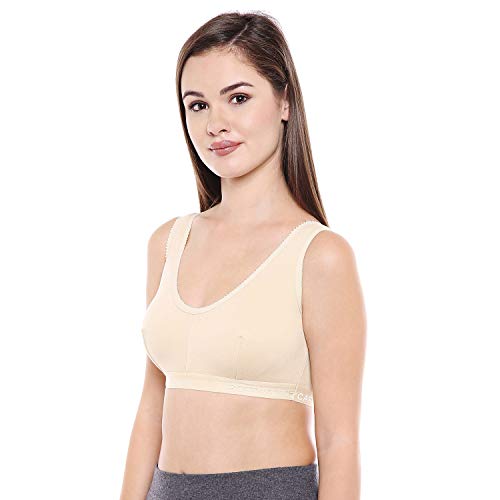 Bodycare Women's Cotton Non-Padded Wire Free Sports Bra Beige - Image 4
