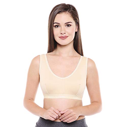 Bodycare Women's Cotton Non-Padded Wire Free Sports Bra Beige - Image 1