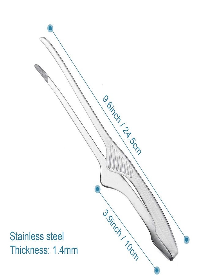 YRMJ 2 Pieces Stainless Steel Grill Tongs for Korean and Japanese BBQ Clean & Convenient Use,Non-Slip Serrated Tips,Ideal for Cooking Self-Standing Tongs for Salad,Grill,Camping,Buffet,Oven - Image 2