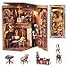 CCCDF DIY Book Nook Kit Miniature Dollhouse Booknook Kit 3D Wooden Puzzle Bookend Bookshelf Insert with LED Light for Teens and Adults Painters Day at Dusk - Image 2