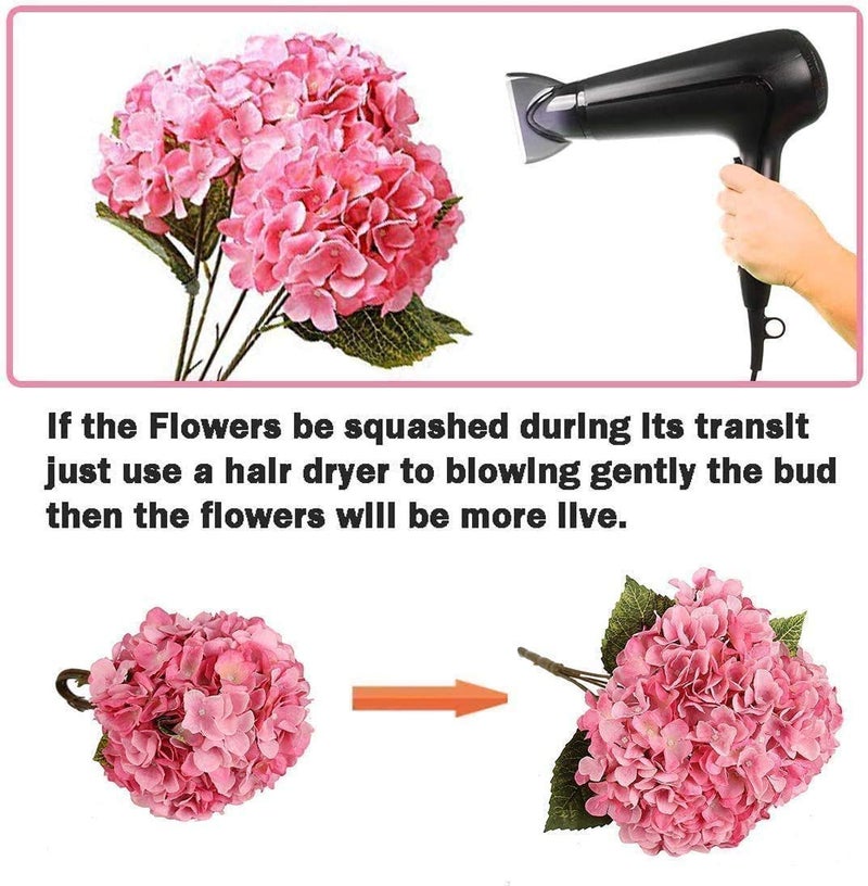 Louiesya Artificial Flowers Silk Hydrangea Flowers with 5 Heads Fake Flower Bunch Bouquet for Home Wedding Party Decor DIY (Gray，5 Flower Heads) - Image 3