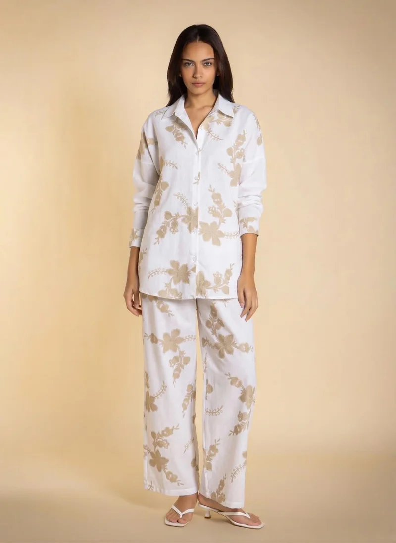 شايبس PRINTED LINEN BLEND SHIRT SET