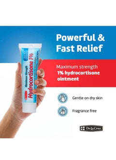 De La Cruz Hydrocortisone Ointment- 1% Hydrocortisone Ointment - Anti Itch Ointment - Maximum Strength - Dry Skin Redness Dermatitis Eczema And Rashes - Topical Ointment - 1 Oz (28G)  - Image 2