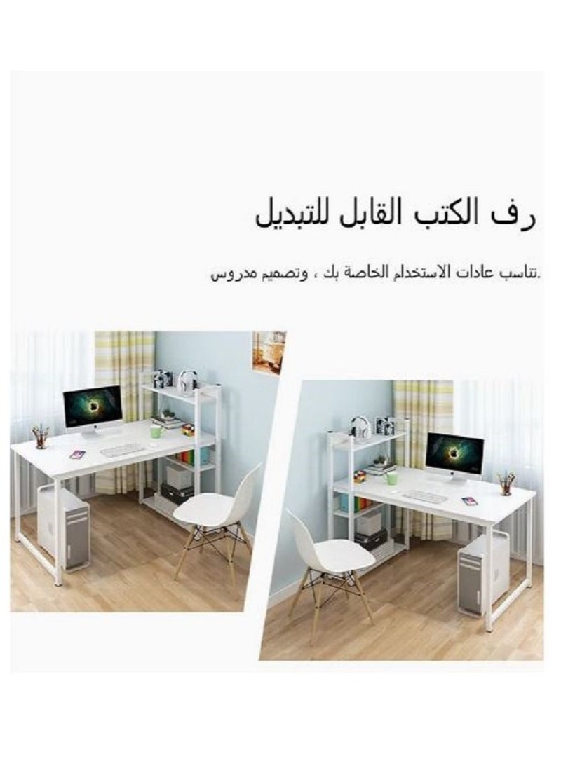 AGD Computer Desk with Storage Shelves Home Office Desk with Bookshelf Study Writing Table Corner Desk PC Laptop Desk with Strong Legs (120 * 55 * 110 cm)  - Image 4