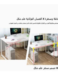 AGD Computer Desk with Storage Shelves Home Office Desk with Bookshelf Study Writing Table Corner Desk PC Laptop Desk with Strong Legs (120 * 55 * 110 cm)  - Image 5