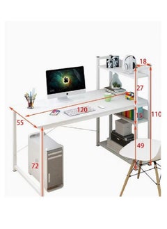 AGD Computer Desk with Storage Shelves Home Office Desk with Bookshelf Study Writing Table Corner Desk PC Laptop Desk with Strong Legs (120 * 55 * 110 cm)  - Image 2