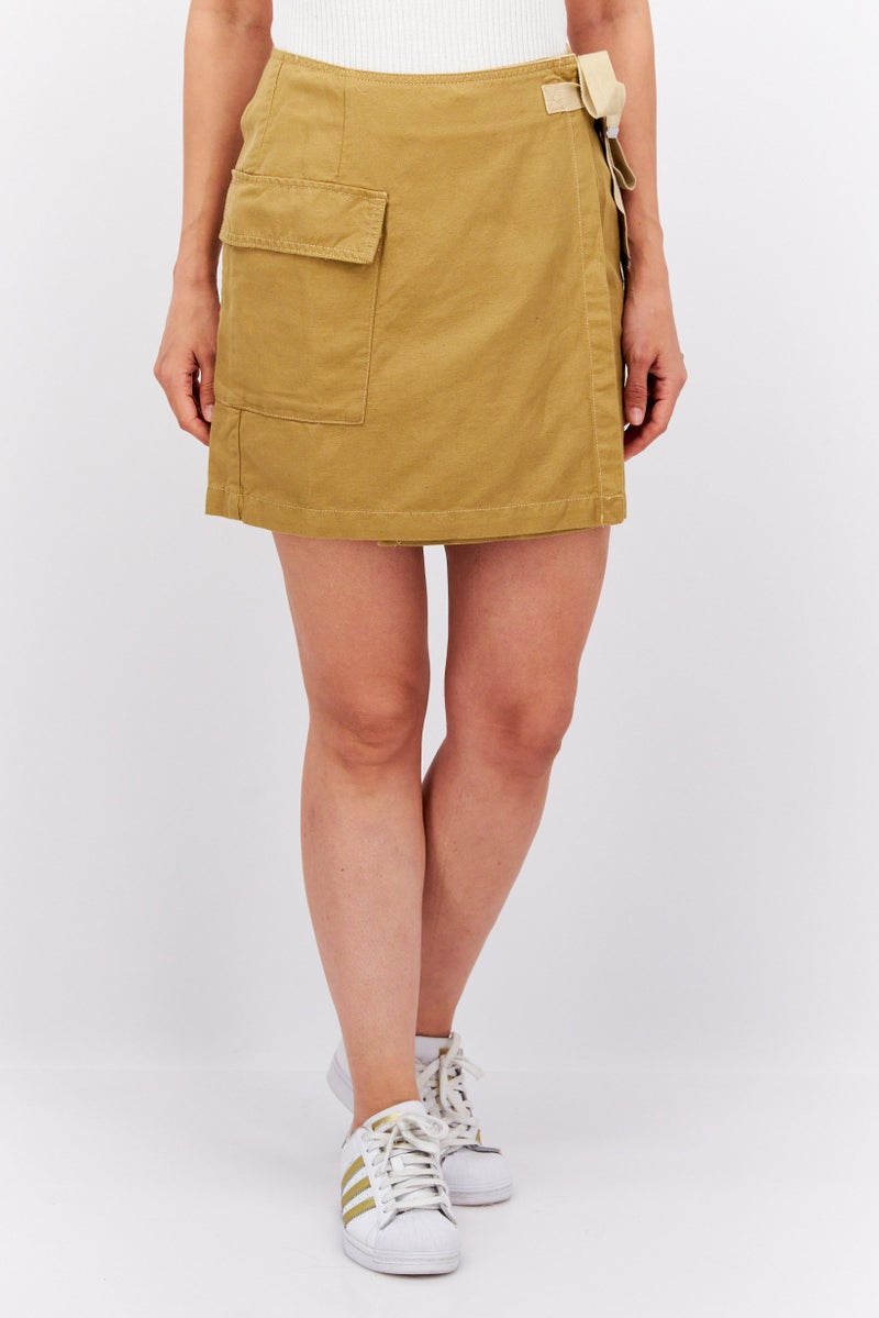 ESPRIT Women Solid Mini Skirt, Tan - Image 1