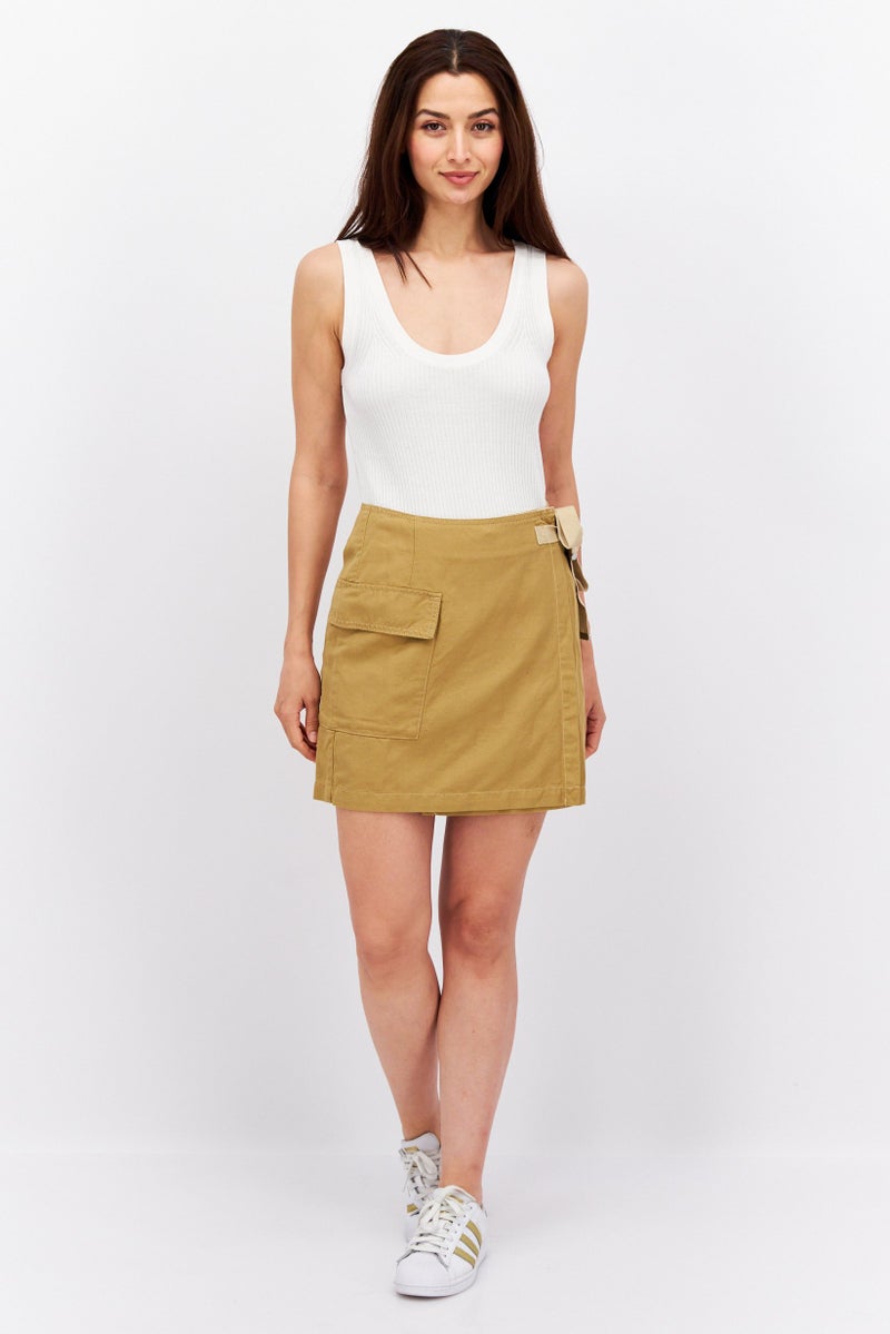 ESPRIT Women Solid Mini Skirt, Tan - Image 3