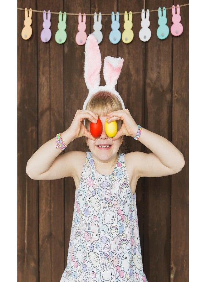 Sfoni 8Pcs Easter Beaded Bracelet, Candy Color Surfer Heishi Polymer Beads Cute Bunny Egg Charms Stretch Bracelet Elastic Letter Beads Bracelet Festive Jewelry Gifts for Party Holiday - Image 3