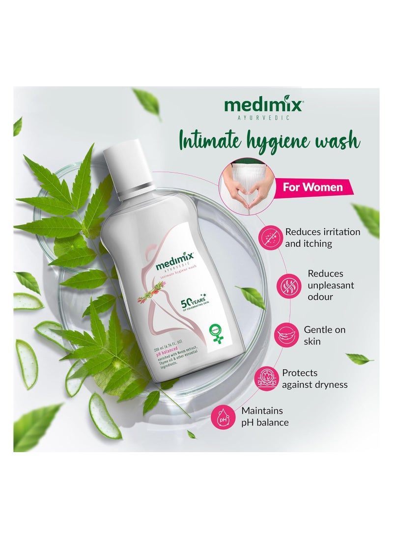 Medimix Intimate Hygiene Wash,Ph Balanced,Enriched with Neem Extract, Bisabolol, Thyme Oil & Other Essential Ingredients, Prevents Dryness, Odor,Infection & Irritation,200 ml  - Image 1