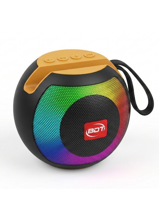 BDT مكبر صوت بلوتوث AN-P80 – 8 واط – صوت ستيريو – يدعم USB وTF وAUX – تشغيل حتى 6 ساعات – مدخل مايك – إضاءة LED – سماعة محمولة - اسود - Image 5