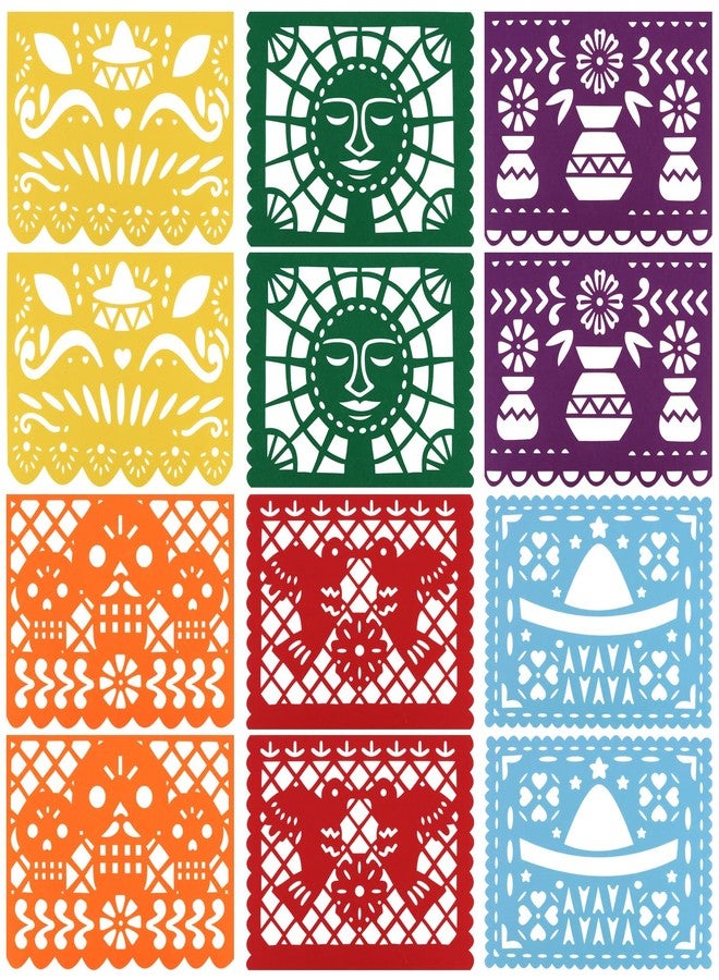 AMCAMI 12 PCS Mexican Table Mats, Cinco de Mayo Decorations Fiesta Party Decorations, Colorful Paper Table Mats for Mexican Taco Party Table Decor - Image 1