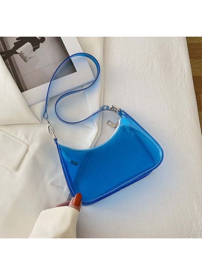 Small Bag Women's Bag 2023 Summer Trendy Korean Style Fashion Messenger Bag Net Red Ocean Style Shoulder Underarm Bag-Color:Blue-Size:000 - Image 1