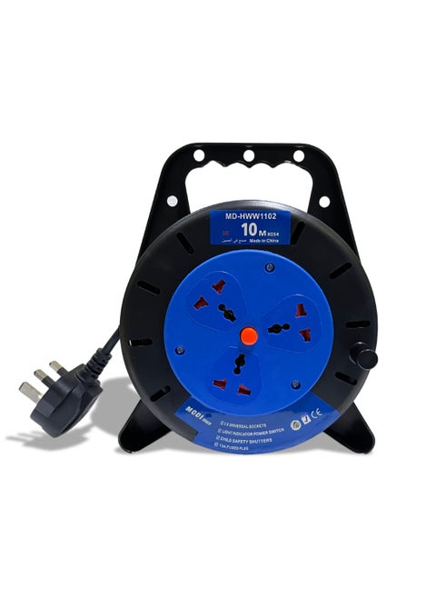 Retractable 3 Way Extension Cord-10m Cable Reel With Power Button for Home, Office 2000 Watts Power Extension 10M