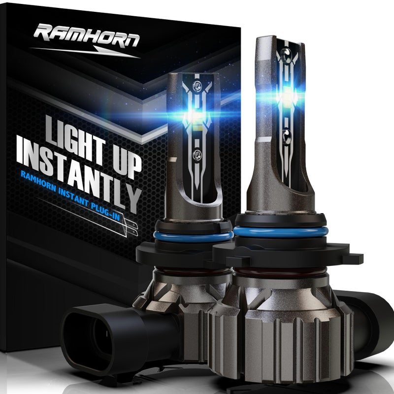 RAMHORN 9006 Light Bulbs Light Bulbs 300 Brightness Upgraded 6500K Xenon White Instant Plugin Fanless Fog Light Pack of 2