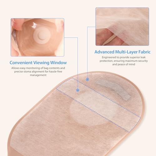 Heagimed 100 PCS Colostomy Bags, One Piece Ostomy Drainable Pouches with Closure for Ileostomy Stoma Care, 15mm-60mm Cut-to-Fit Ostomy Supplies - Image 2