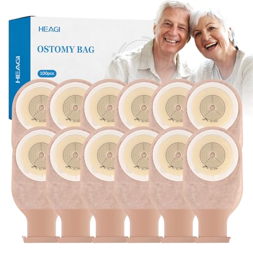 Heagimed 100 PCS Colostomy Bags, One Piece Ostomy Drainable Pouches with Closure for Ileostomy Stoma Care, 15mm-60mm Cut-to-Fit Ostomy Supplies - Image 1