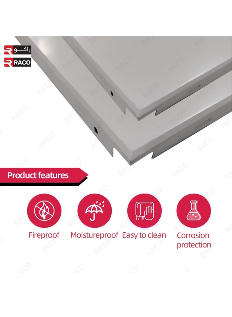 RACO RACO Plain Aluminium Ceiling Tile | Plain Clip-In Type Panel for Interior Decoration | White |Size: 600mm x 600mm | Plain Style  - Image 4