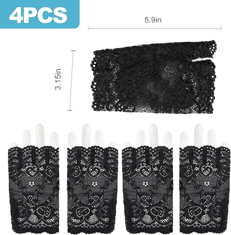 CoguZed 1 Pair Black Fingerless Lace Gloves – Gothic Style Accessories for Tea Parties & Weddings Women's Open-Finger Design - Image 2