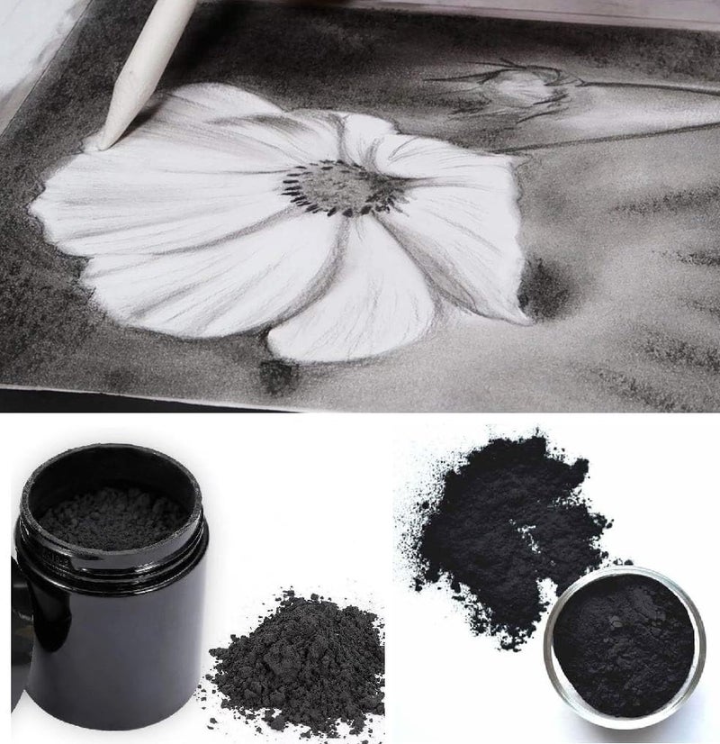 Art Ranger Charcoal Pencils Drawing 12 Pcs Set Soft Medium and Hard with 1 Eraser 1 Sand Paper Strip 1 Pencil Extender Paper Stump Blender Charcoal Powder for Art 30 Gram - Image 3