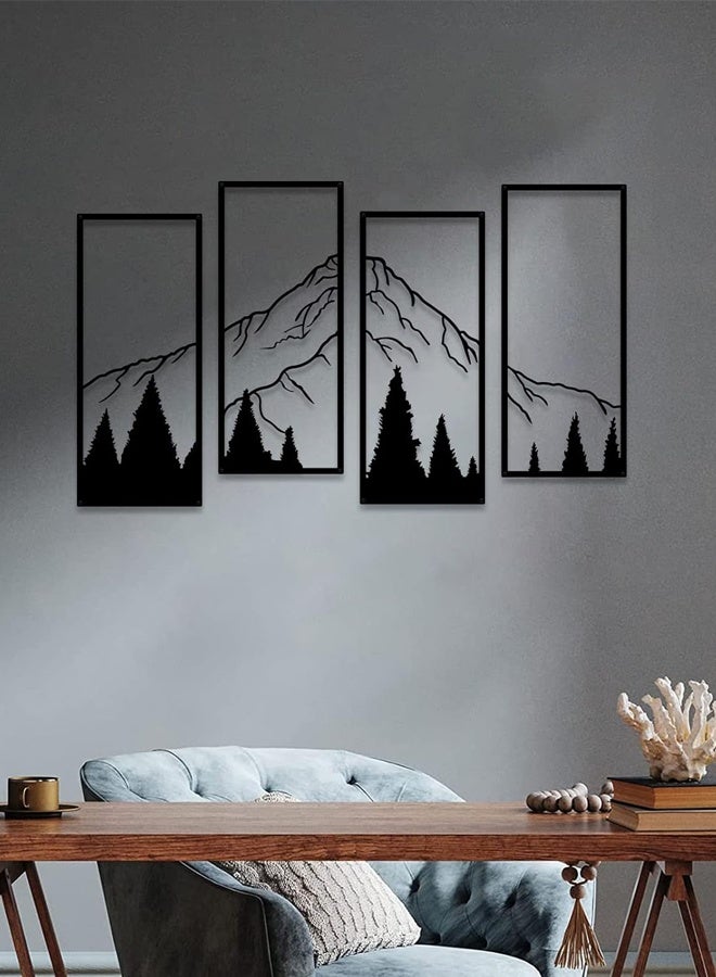 RAWAID 4 Pcs Metal Mountain and Forest Wall Decorations Line Drawing Wall Art Minimalist Wall Decor Rustic Nature Home Wall Art Sculpture Office Living Room Bedroom - Image 4