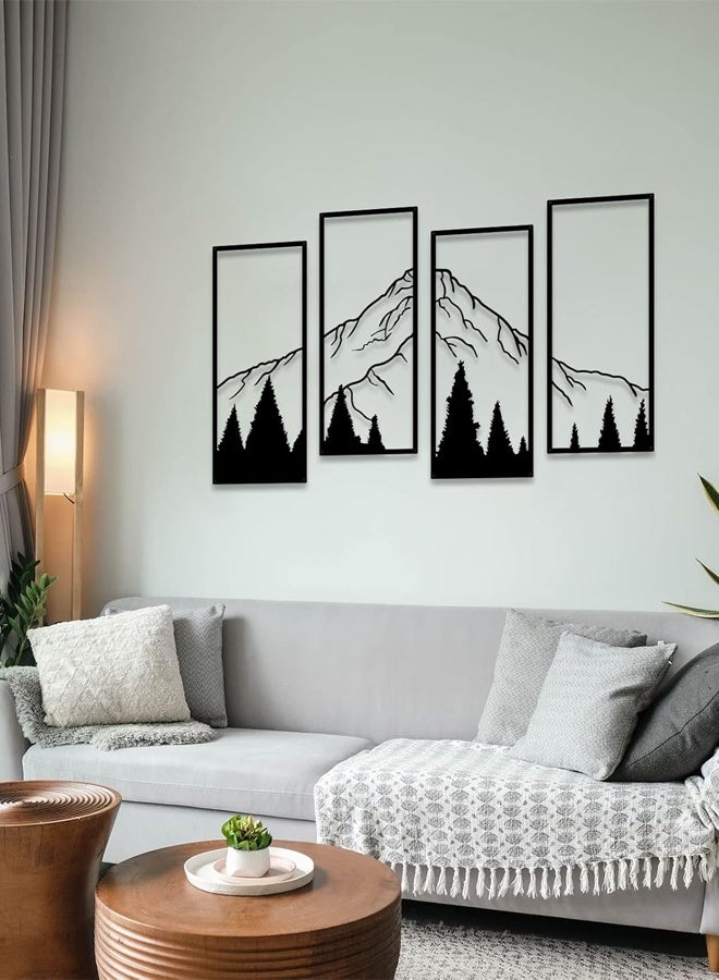 RAWAID 4 Pcs Metal Mountain and Forest Wall Decorations Line Drawing Wall Art Minimalist Wall Decor Rustic Nature Home Wall Art Sculpture Office Living Room Bedroom - Image 5