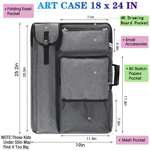 TreochtFUN Art Portfolio Case 18 X 24,art Portfolio With Backpack & Tote Bag For Artwork,medium Art Case Size(Grey). - Image 4