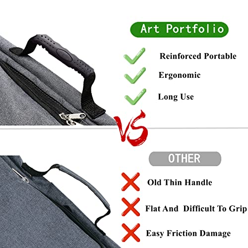 TreochtFUN Art Portfolio Case 18 X 24,art Portfolio With Backpack & Tote Bag For Artwork,medium Art Case Size(Grey). - Image 3
