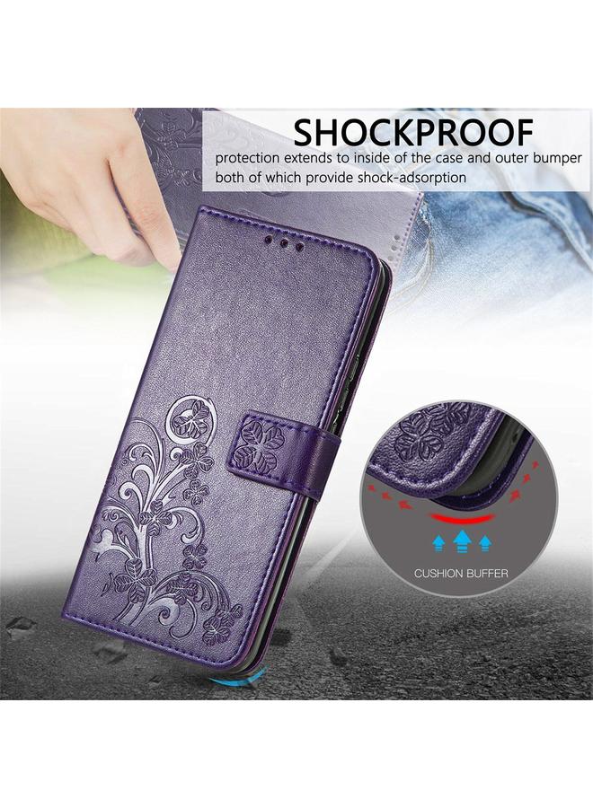 S-TOP Case For OPPO Reno5 A Four-leaf Clasp Embossed Buckle Phone Leather Case - Image 5