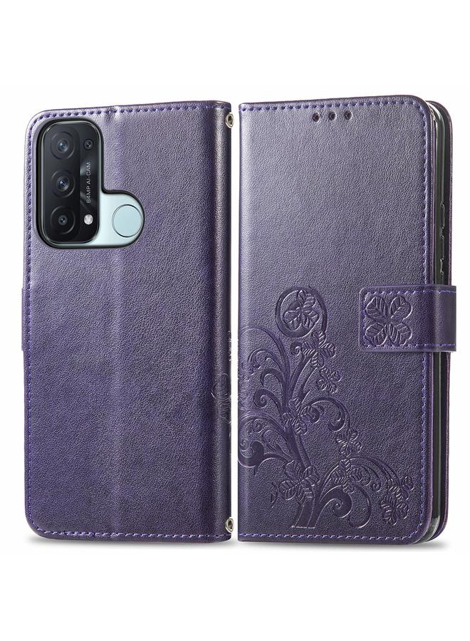 S-TOP Case For OPPO Reno5 A Four-leaf Clasp Embossed Buckle Phone Leather Case - Image 2