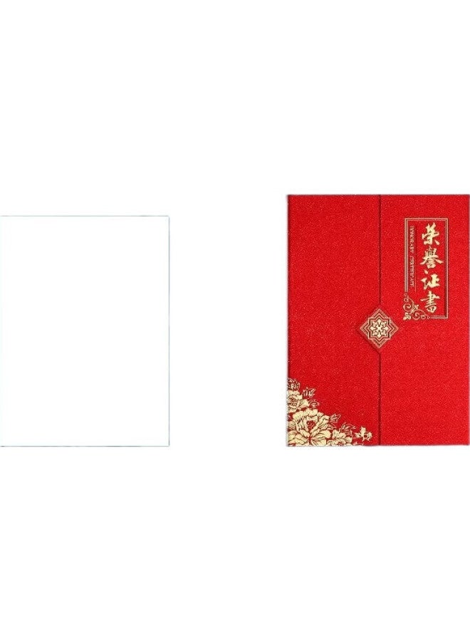 Tianshun Tri-Fold A4 Honor Certificate, Pearl Surface With Gold Foil, Customized Certificate Production, Cover For Honor Certificate, Outstanding Employee A4, Pearl Red Honor Certificate, 5-Pack (7 Inner Pages) - Image 3