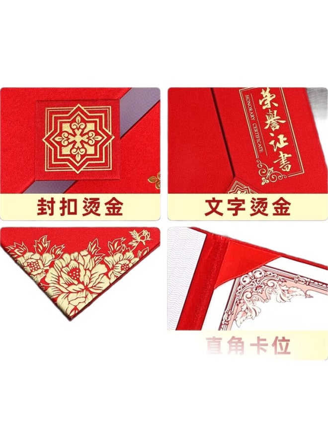 Tianshun Tri-Fold A4 Honor Certificate, Pearl Surface With Gold Foil, Customized Certificate Production, Cover For Honor Certificate, Outstanding Employee A4, Pearl Red Honor Certificate, 5-Pack (7 Inner Pages) - Image 2