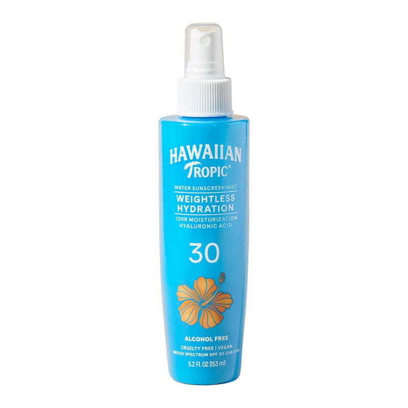Hawaiian Tropic Weightless Hydration Water Mist for Body SPF 30, 5.2Fl Oz | Hawaiian Tropic Body Spray Sunscreen Mist, Water Based SPF 30, Non-Aerosol Sunscreen Spray, 5.2Fl Oz - Image 1