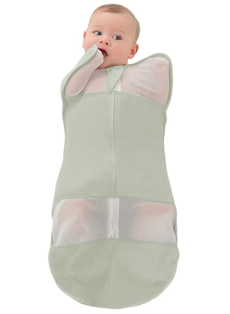 Excefore Baby Sleep Sack, Newborn Transitional Swaddle Sack, Arms Up Swaddle, 1.0 Tog Organic Cotton 2 Way Zipper, for Newborn Infant Boy Girl (Green, Size M, 3-6 Months) - Image 1